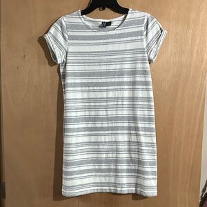 NWOT Paraphrase Gray and White Striped Dress